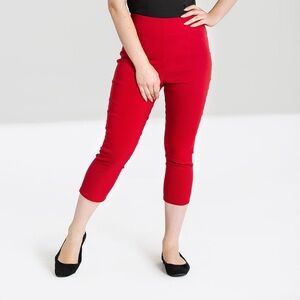 🔥 Hell Bunny Red Cigarette Pants 2XL UK 18 Rockabilly Pinup Goth